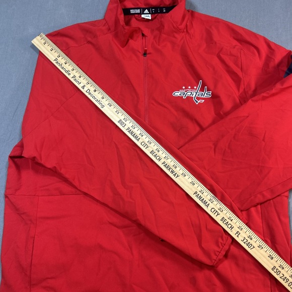 Adidas NHL Washington Capitals Jacket Men Medium Red 1/4 Zip Lightweight Pockets - Picture 11 of 13